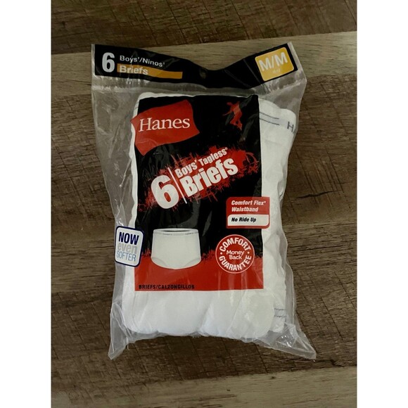 Hanes Boys White Cotton Briefs No Ride Up -  6 pack  -  Size M/M 10/12 - Picture 1 of 3